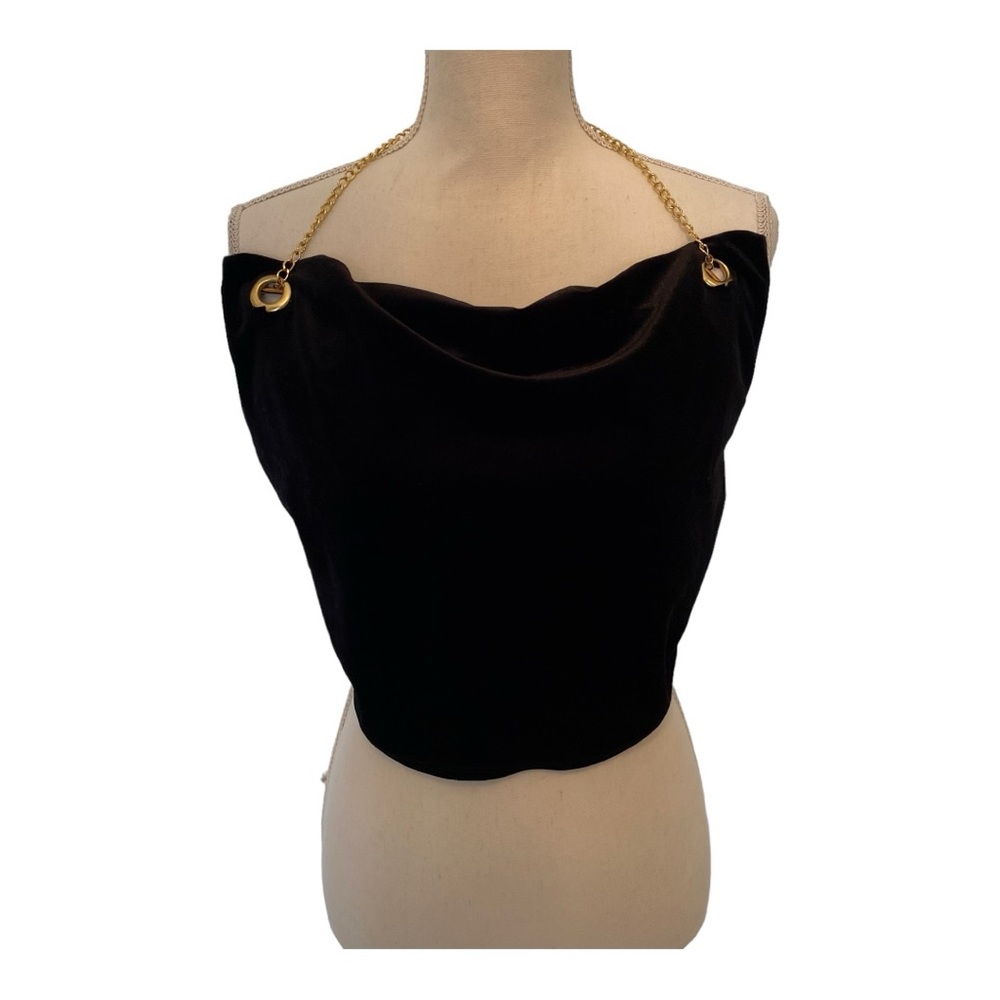 Love J black velvet halter tank NWT